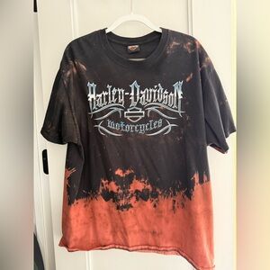Bleached and dip died vintage Harley Davidson t-shirt